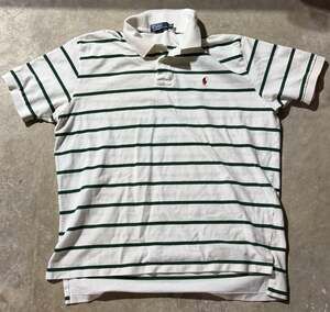 Polo Ralph Lauren Striped Pique Polo Shirt White Green XXL